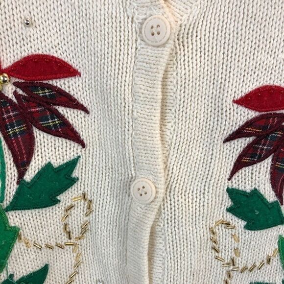 Bobbie Brooks Sleeveless Christmas Cardigan Size M - Picture 6 of 8